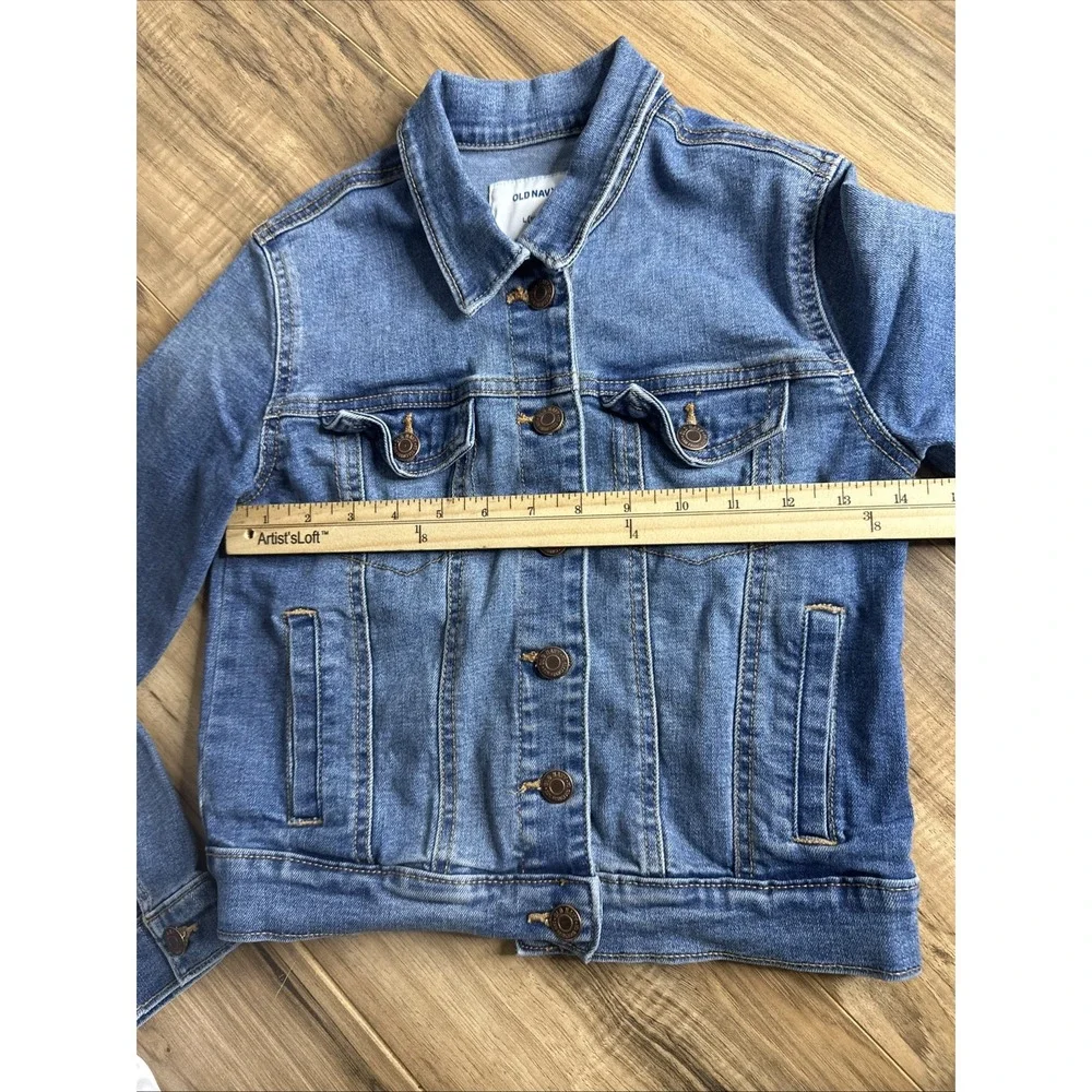 Old Navy Girls Med Wash Denim Button Up Blue Jean Jacket, Size L‎ (10-12)